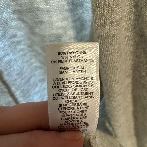 Express Lightweight Grey Detailed Back Seam Open Front Cardigan• Large - Picture 6 of 6